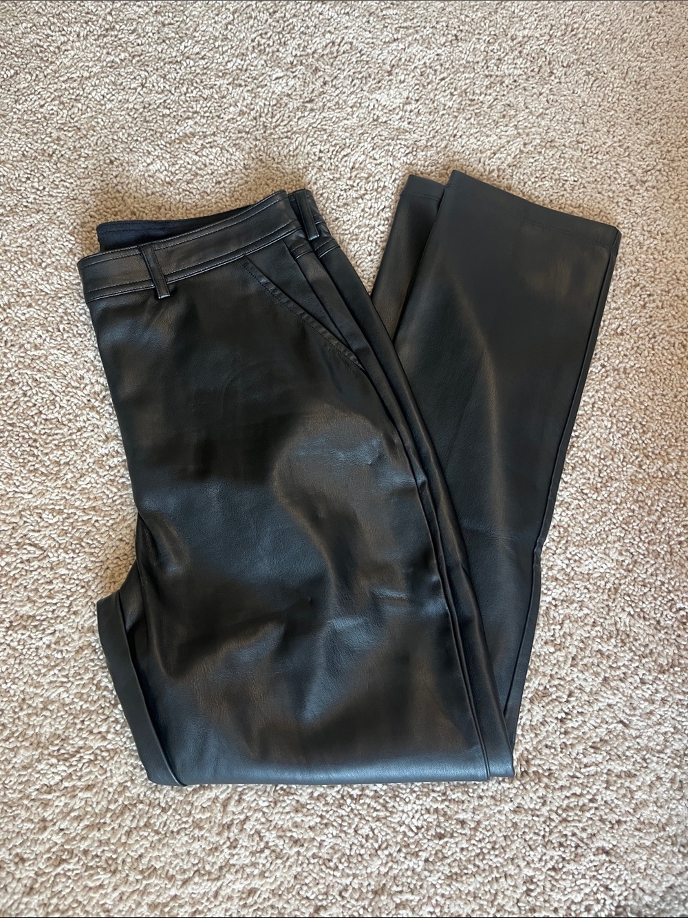 Halogen Black Faux Leather Wide-Leg Pants